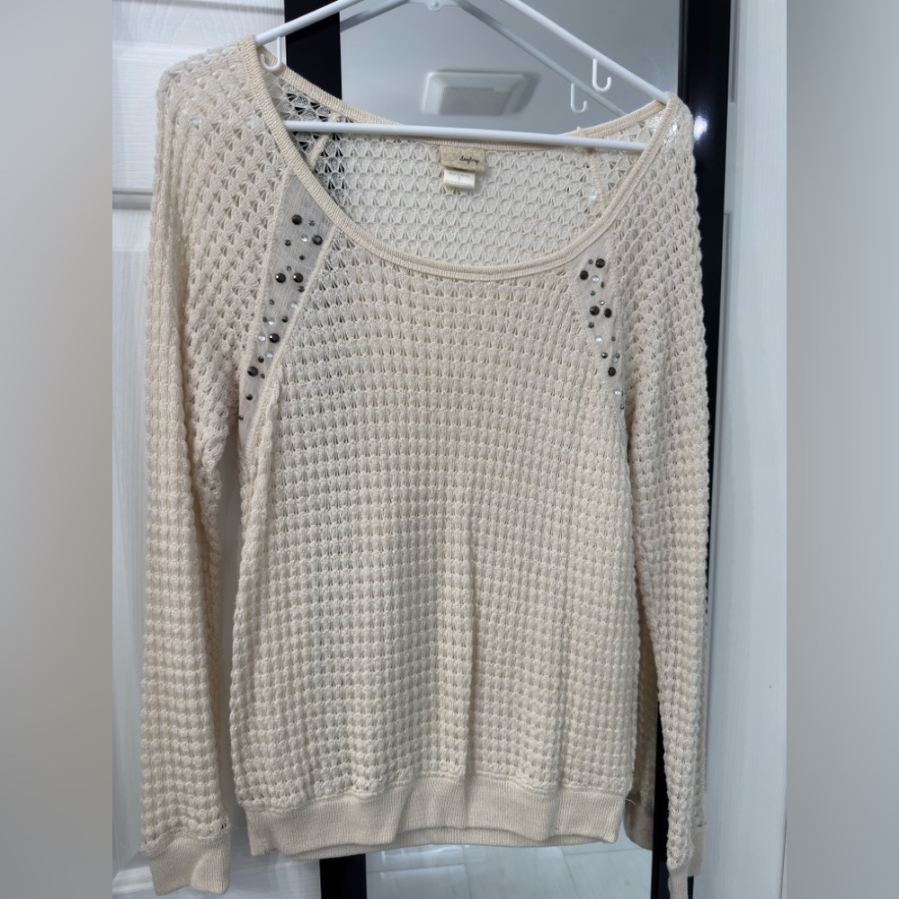Daytrip Cream Sweater with Studded Accents